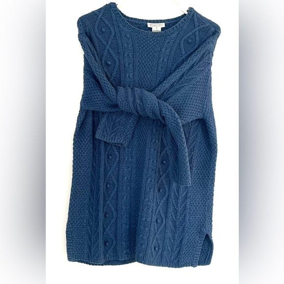 Talbots Blue Silk Blend Cable Knit Pullover Sweater - Picture 4 of 11